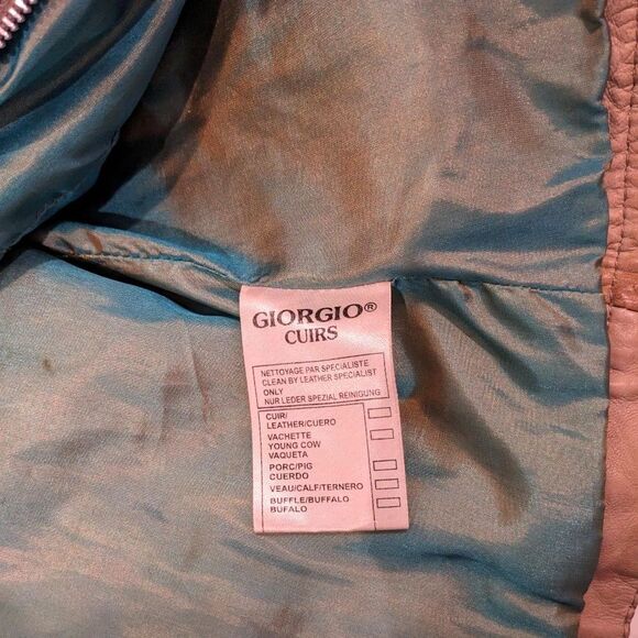 Vintage GIORGIO CUIRS Beige Leather Flight Jacket / Bomber, Sz 4 / 6 - Picture 10 of 16